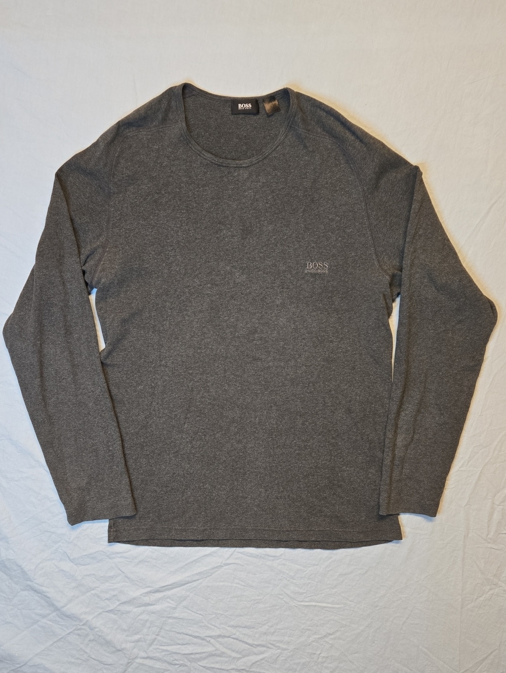 Hugo Boss Loungewear Charcoal Grey Long Sleeve Crewneck Stretch Shirt